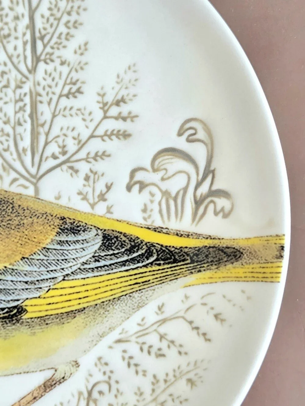 Pottery Barn Yellow Bird Botanical Salad Plate Stoneware Discontinued Vintage